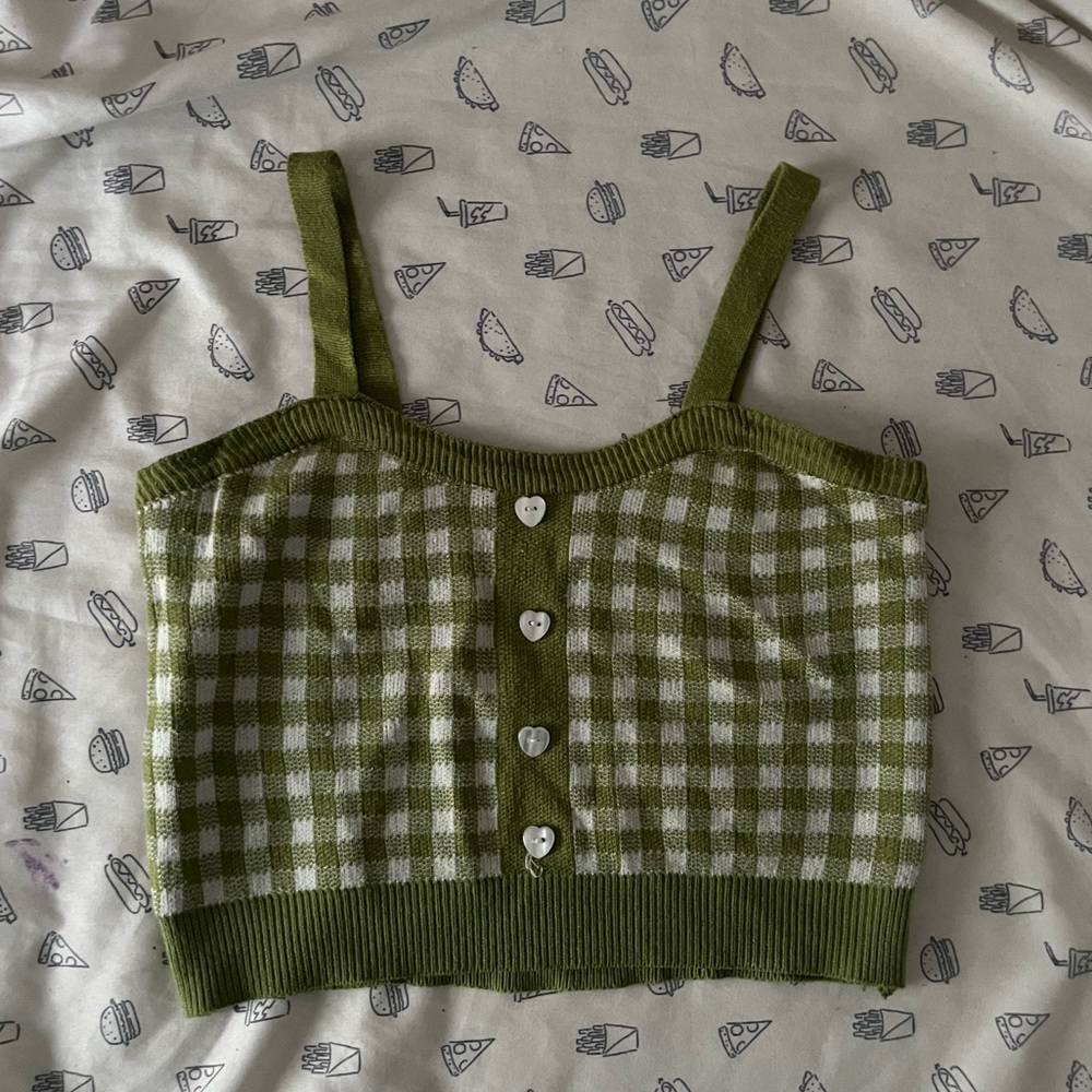 Small green & white tank top